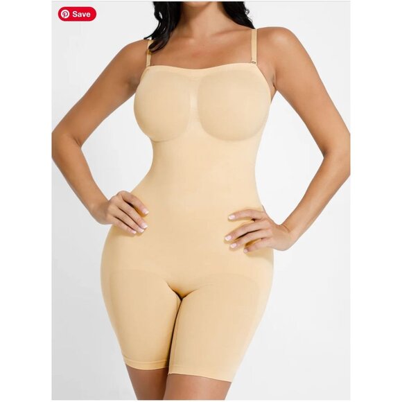 Seamless Beige Body Shaper Fajas Colombianas With Adj Straps & Butt Lifting Desi - Picture 1 of 8